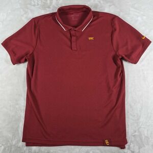 Nike Dri Fit‎ Polo Shirt Men's Large Red USC Trojans Athletic Performance Golf